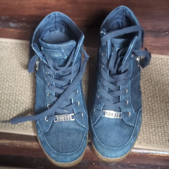 Guess Women Denim High-Top Sneakers Size 7.5M - Picture 12 of 12